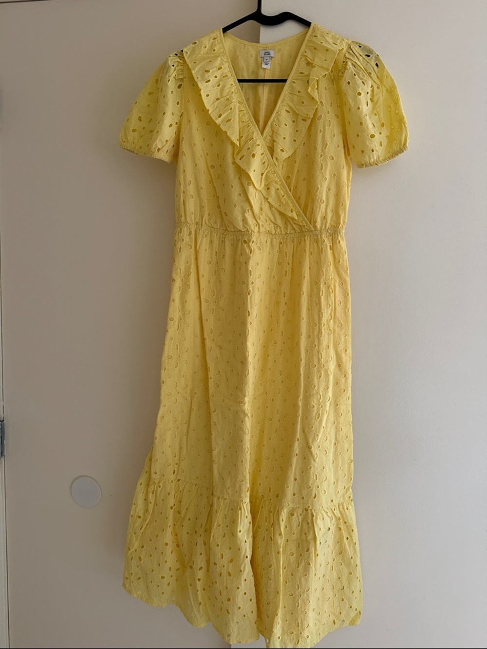 River Island Yellow Eyelet Ruffle Maxi Dress